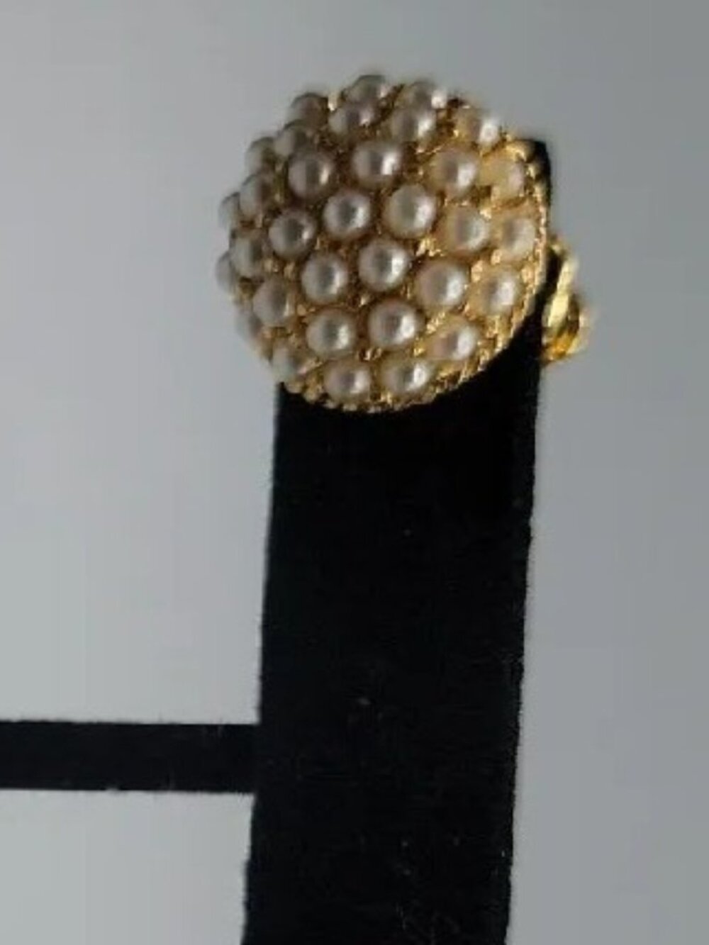 Napier Faux Pearl Pave Screwback Earrings Adjustable Unsigned Pat Pend Vintage - Picture 2 of 9